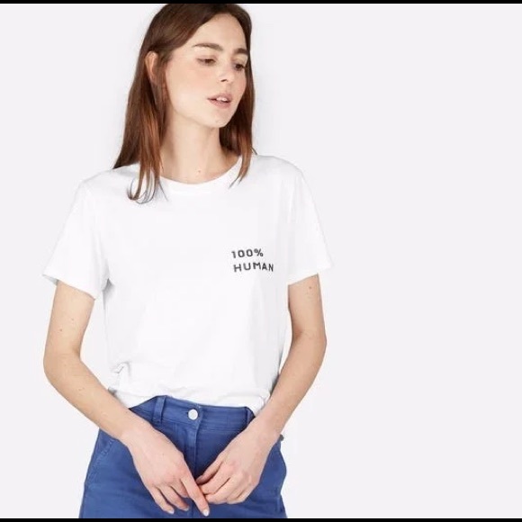 Everlane White T Shirt 100% Human - Picture 1 of 4